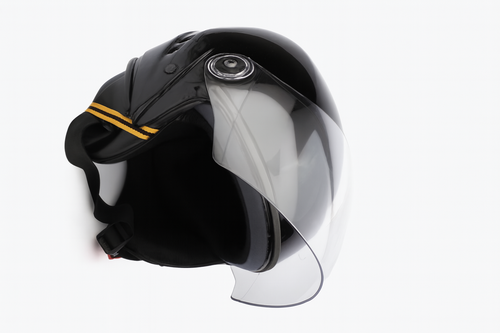 Open-Face Motorcycle Helmet with Yellow Stripes-Set of -2